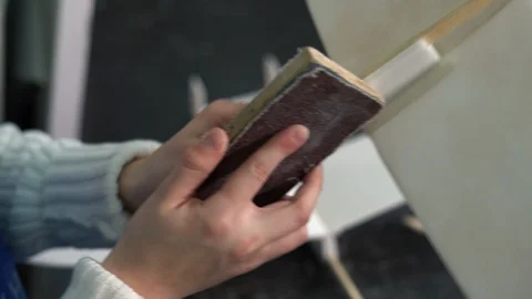 Close-up Plan, Boy's Hands Bring to Completion Airplane Aircraft Model Built On Stock Footage 86666344