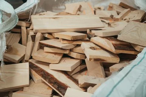 The close up plan is lumber lying in a woodworking shop. The concept of making Stock Photos