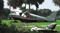 Close Up Plane Crash Wreckage Tropical Palm Trees Debris Broken Wing HD HD Footage