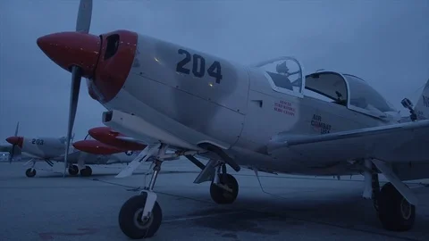  Close Up Plane on Ground Dark   Stock Footage 92178615