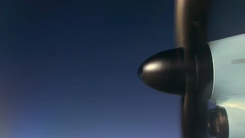 Close Up Plane Propeller During Flight Stock Footage 89774108