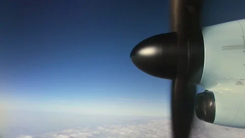Close Up Plane Propeller During A Late Afternoon Flight Stock Footage 89770341