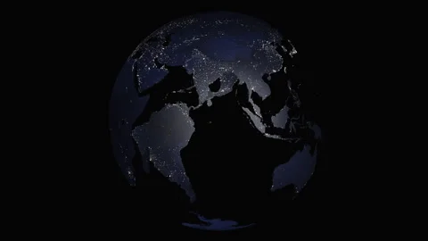 Close up of planet Earth rotating from continents with night lights Vídeo Stock 294505147