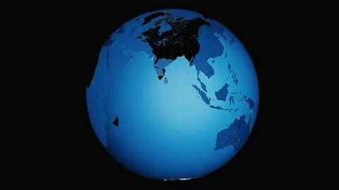 Close-up of planet Earth rotating from oceans and transparent continents. Vídeo Stock 294504456