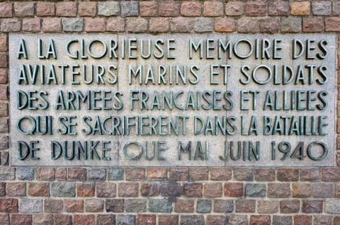 Close up of the plaque on The Operation Dynamo Memorial to Allied Forces in D Stock Photos