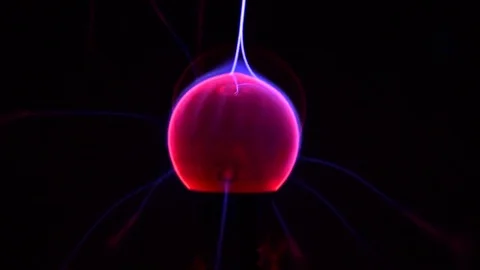 Close up of the plasma ball core with one strong beam towards top Video stock 77011286