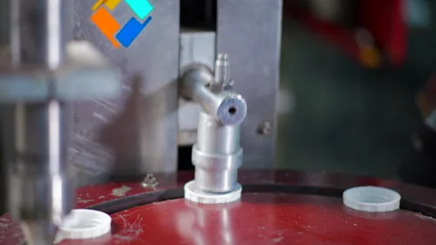 Close up of Plastic bottle cap Manufacturing in a automatic machine Stock Footage 246921877