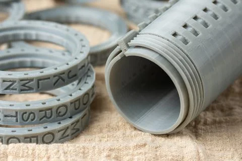 Close-up of plastic cryptex printed on a 3D printer. Printed by FDM technology Stock Photos