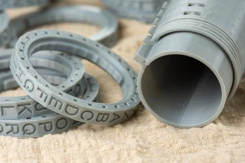 Close-up of plastic cryptex printed on a 3D printer. Printed by FDM technology Stock Photos