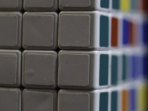 Close-up of plastic cube blocks arranged in neat rows Stock Photos
