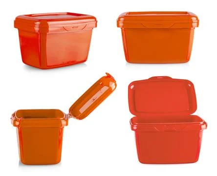 Close up Plastic green box on a white background Stock Photos