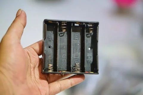Close up of a plastic lithium battery holder with practical design Stock Photos