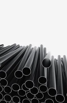 Close-up of plastic pipes on a white background 3d render illustration. Stock Illustration