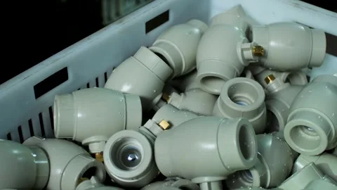 Close-up of plastic products for plumbers Stock Footage 279879103