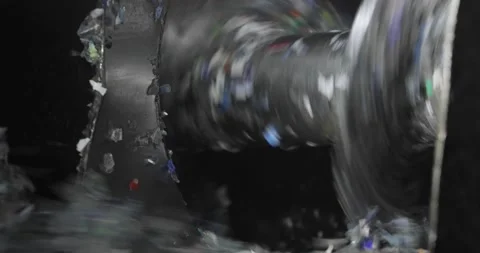 Close-up of plastic shredder. Recycling. The rotor rotates crushing the plastic Vídeo Stock 168047538