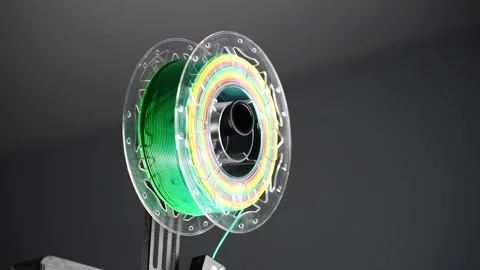 Close-up of a plastic spool in a 3D printer. Video stock 313532513