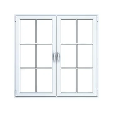 Close plastic window frame isolated on white background Illustrazione stock