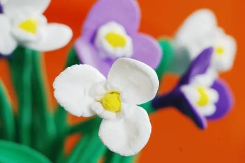 Close-up of plasticine flowers Stock Photos