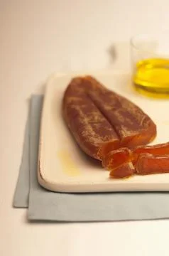 Close up of plate of Bottarga Stock Photos