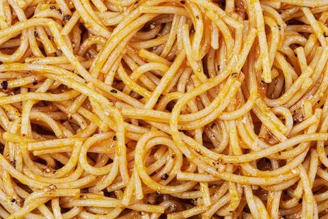 Close up of a plate of delicious Spaghetti with copy space Stock Photos