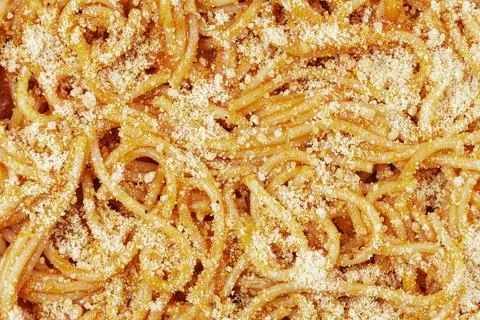 Close up of a plate of delicious Spaghetti with copy space Stock Photos