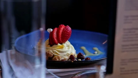 Close up of a plate of dessert Stock Footage 240917354