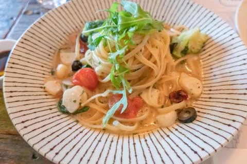 Close-up of plate of pasta Stock Photos