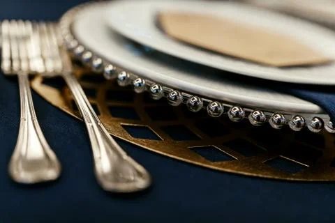 Close-up plate pattern. wedding table decoration Foto stock