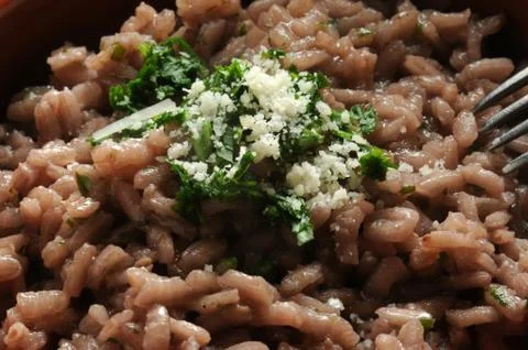 Close up of a plate of red wine risotto Stock Photos