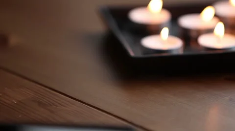 Close-up of a plate with six candles Stock Footage 60443043