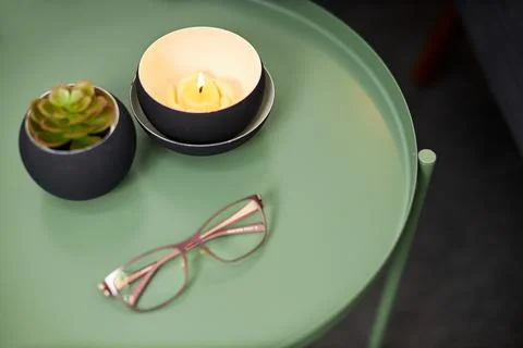 A close up of a plate on a table Stock Photos