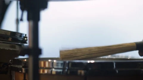 Close Up Of Play Drums. Drum Player. Stock-Footage 89500302