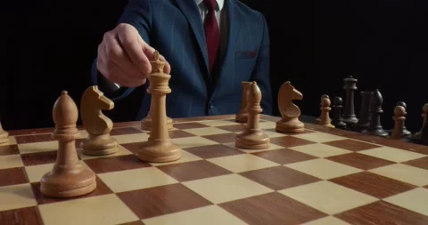 Close up of player making castling move with pieces playing chess isolated on Stock Footage 135654884
