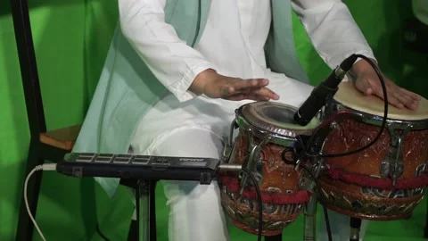 Close Up Playing Bongo Drums Stock Footage 144800006