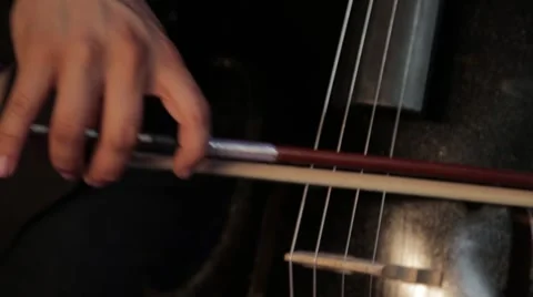 Close Up - Playing The Cello Stock Footage 64216618