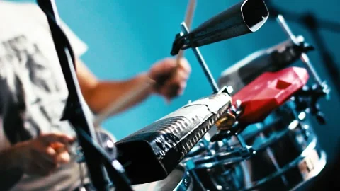 Close-up of playing cuban Salsa on drums. Stock Footage 149057805