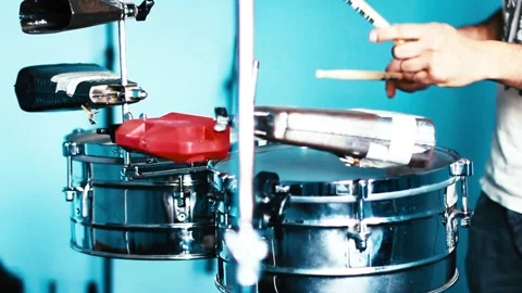 Close-up of playing cuban Salsa on drums. Stock Footage 149057888