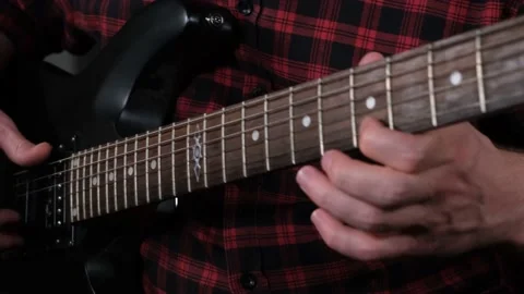 Close up playing electric guitar Stock Footage 208881522