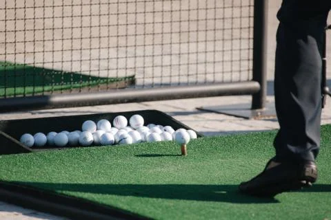 Close up playing golf on golf course. Concept of training play golf. First time Stock Photos
