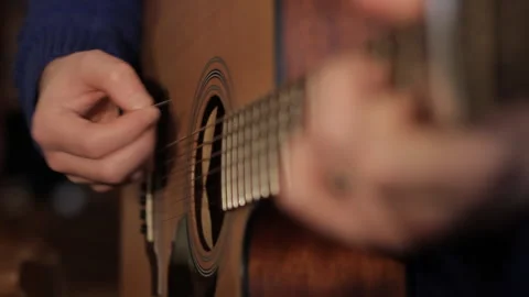 Close up playing guitar 2 Video stock 236710004