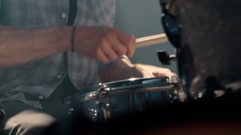 Close Up Of Playing Hi-Hat Drums Kit In Studio, Closeup Stock Footage 263770655