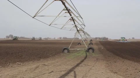 Close-up of plows working in the field Stock Footage 302448799