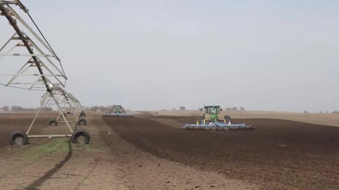Close-up of plows working in the field Stock Footage 302450099