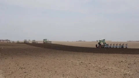 Close-up of plows working in the field Stock Footage 302450506