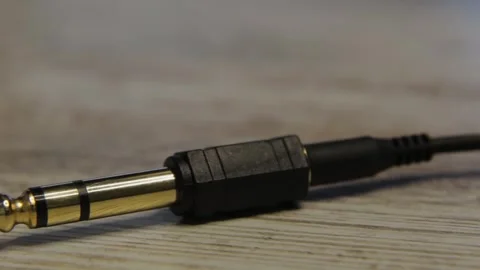 Close-up of a plug for connecting audio equipment Stock Footage 306150195