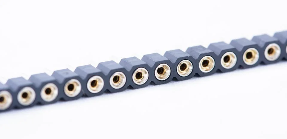 Close-up of plug-in pins for electronic components and arduino kits isolated on Stock Photos