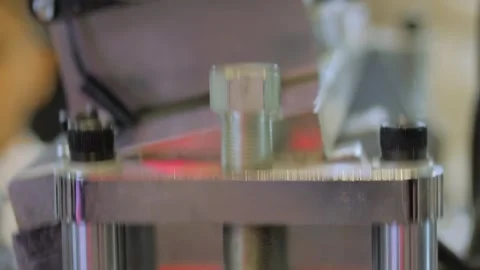 Close up: pneumatic machinery components in motion: pistons, cylinders Stock Footage 341323214
