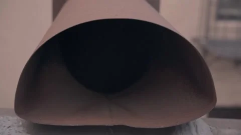 Close up Point Of View down Industrial Chimney rooftop Stock Footage 249625258