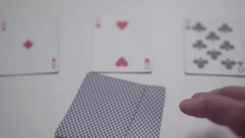 Close-up of poker cards, player checking his hand before making bet, slow motion Stock Footage 130905403
