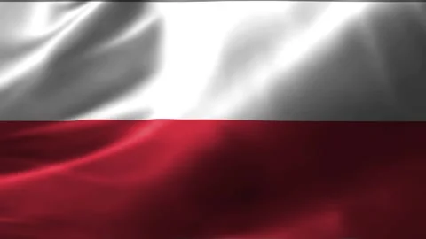 Close-up of the Poland flag waving in the wind. Poland national flag waving 4K.  Stock-Footage 245183715